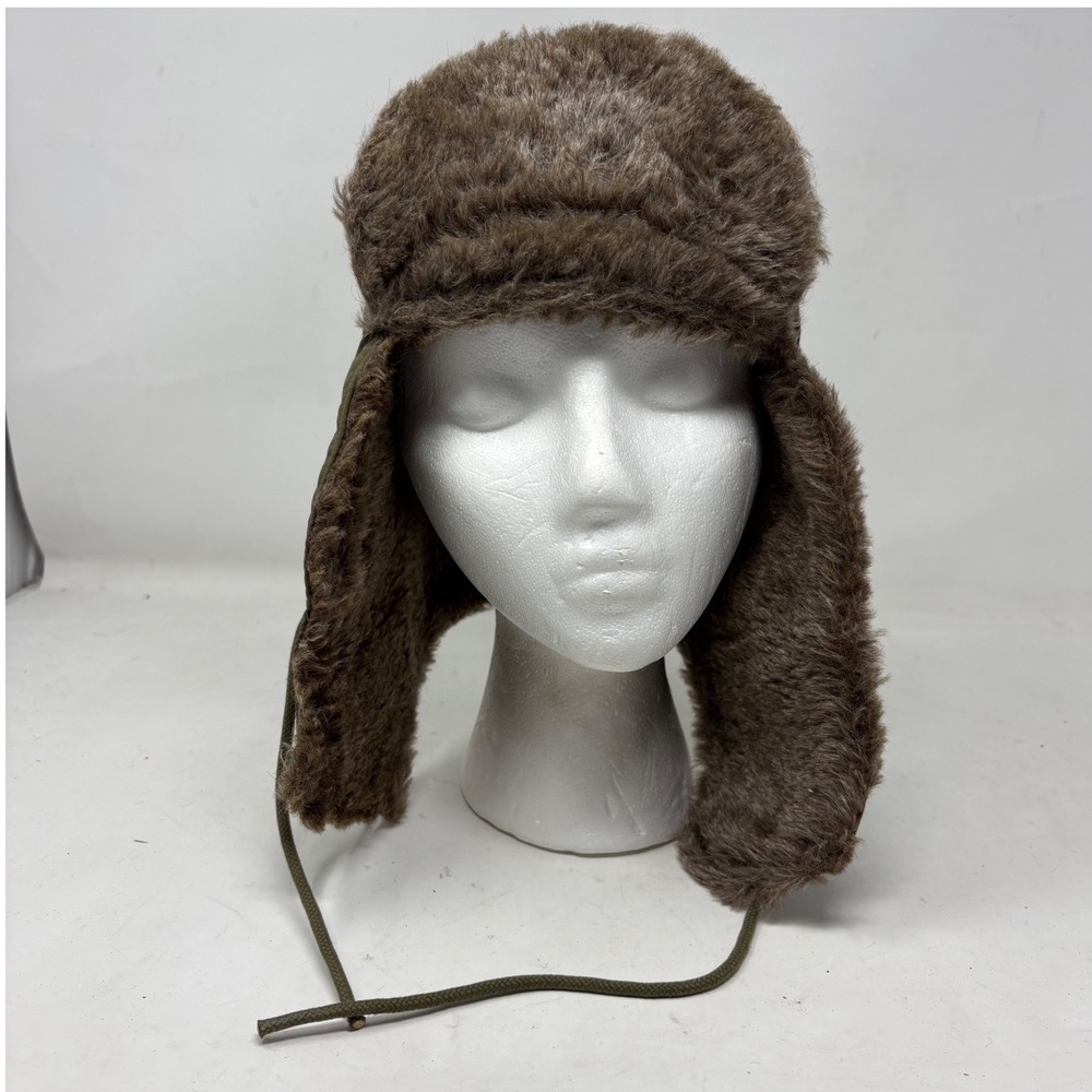 Vintage Military Trapper Hat Olive Green 6 1/2 - Picture 1 of 7
